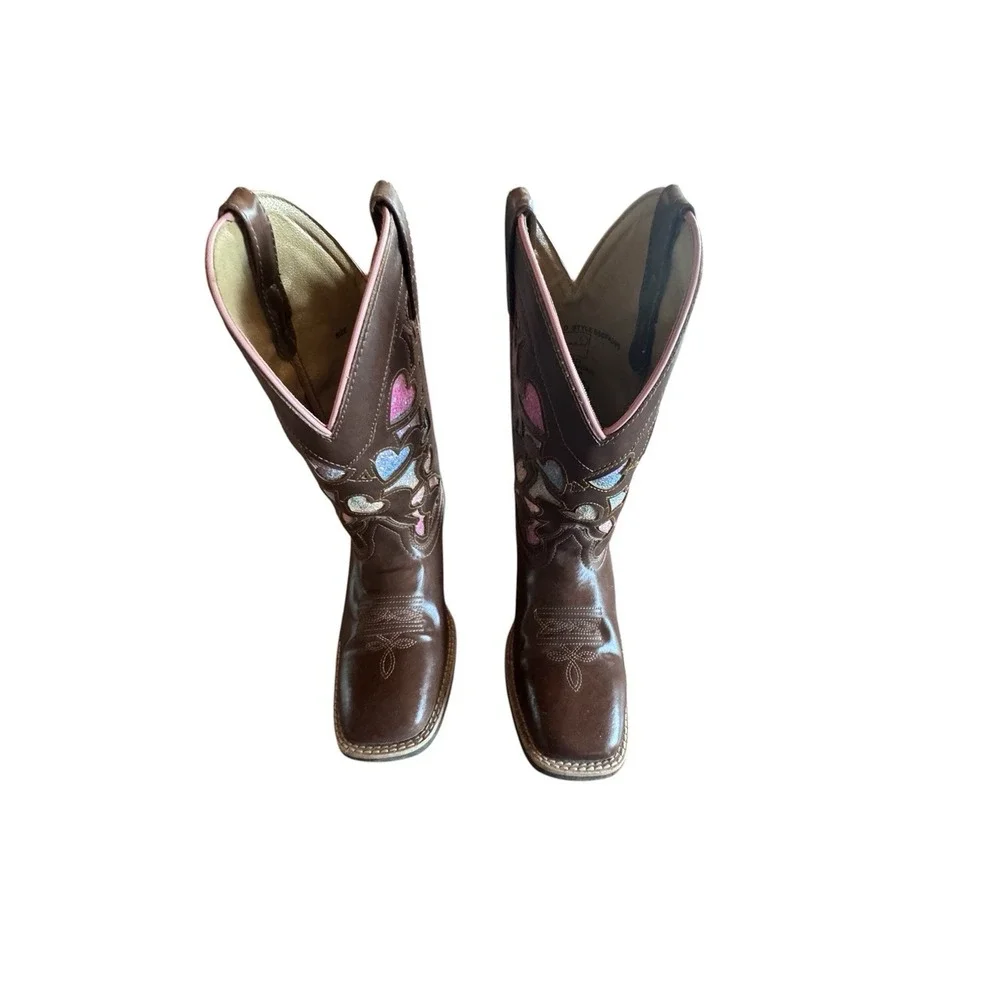 Shyanne Faux Leather Girl's Size 5 Mi Amor Glitter Heart Inlay Western Boots
